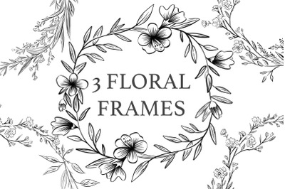 Set of 3 High Quality Digital Floral frames