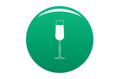 Glass of champagne icon vector green