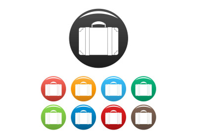 Luggage bag icons set color