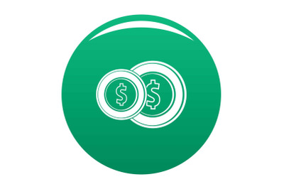 Coin icon vector green