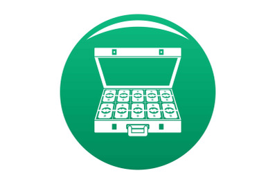 Suitcase money icon vector green