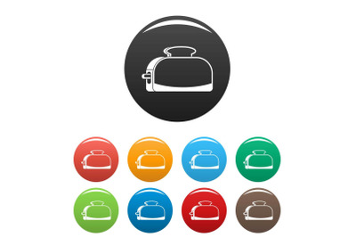 Metal toaster icons set color