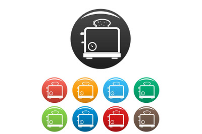 Timer toaster icons set color