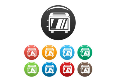 Vintage toaster icons set color