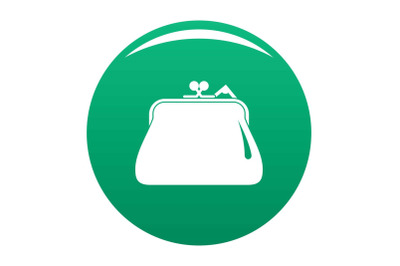 Purse retro icon vector green