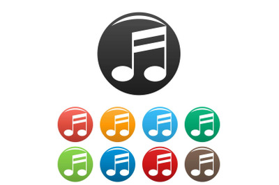 Double bar music note icons set color