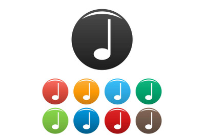 Quarter music note icons set color