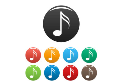 Sixteenth music note icons set color