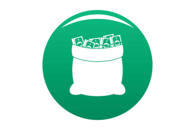 Big bag money icon vector green