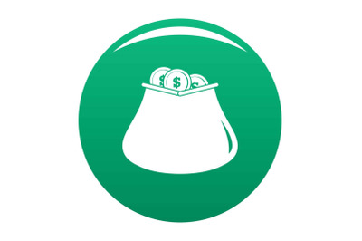 Purse money icon vector green