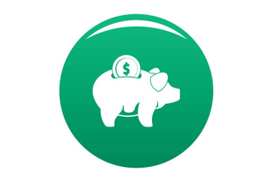 Pig money icon vector green