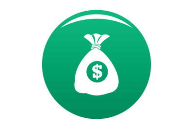 Bag money icon vector green