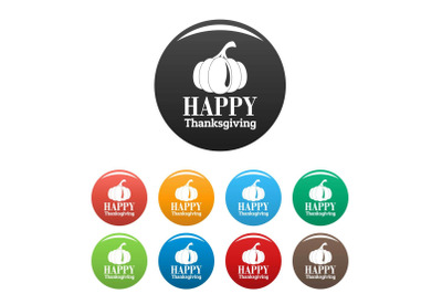 Pumpkin happy thanksgiving icons set color