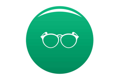 Plastic eyeglasses icon vector green