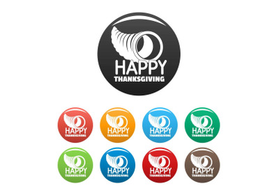 Happy thanksgiving corn icons set color