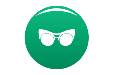 Black eyeglasses icon vector green