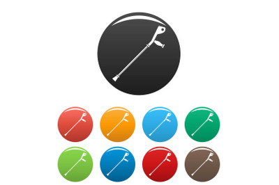 Crutch icons set color