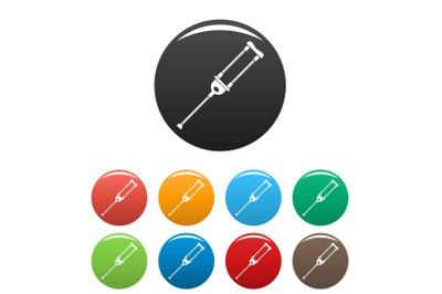 Medical crutch icons set color
