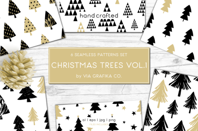 Christmas Trees Seamless Patterns V1