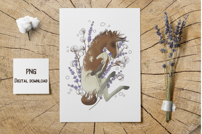 Poster Floral Unicorn. Digital Art. Unicorn Wall Art. Printable PNG