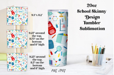 20oz School Skinny Design Tumbler Sublimation PNG and JPEG files. 20 o