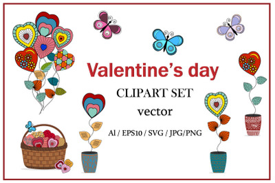 Clipart and stickers hearts for Valentine&amp;&23;039;s day