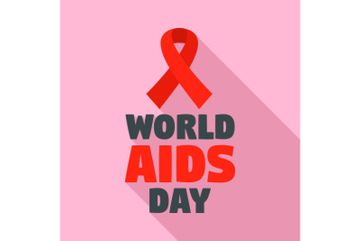 Red ribbon aids day logo set, flat style