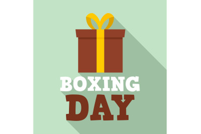 Xmas boxing day logo set, flat style