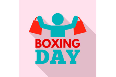 Shopping boxing day logo set, flat style