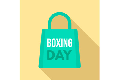 Boxing day shop bag logo set, flat style