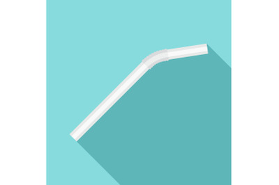 White drink straw icon, flat style