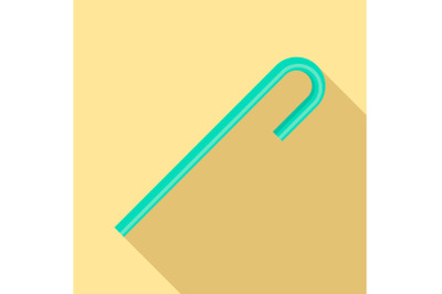 Mint green drink straw icon, flat style