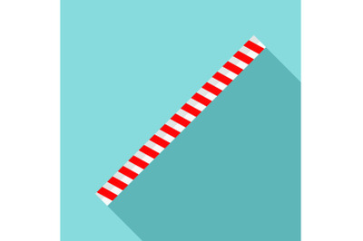 Striped drink straw icon, flat style