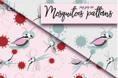 Mosquitoes seamless patterns.