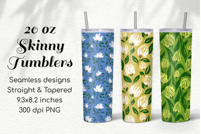 3 Seamless Floral 20 Oz Skinny Tumbler Sublimations