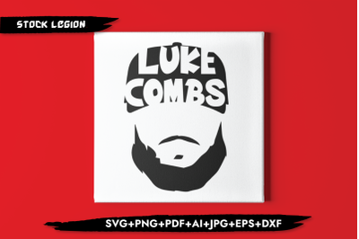 Luke Combs Hat &amp; Beard SVG