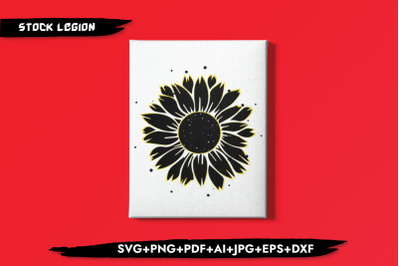 Sunflower Black Yellow Border SVG