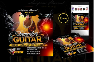 Fingerstyle Guitar Event Flyer Canva Template