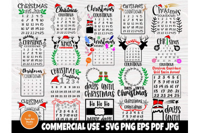 Christmas Countdown SVG Bundle, Advent Calendar