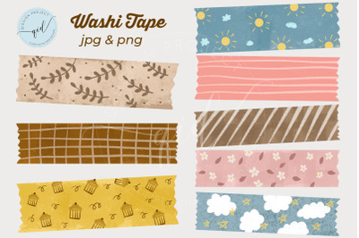 8 Digital Washi Tape Clipart