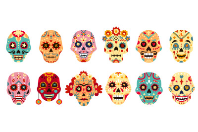 Dia de Los Muertos skull. Mexican day of the dead decorative man and w