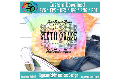 Sixth Grade Echo, Sixth Grade Stacked, Back to School, 6th Grade SVG, Digital Cut File, 6th grader, Sixth Grade shirt, Teach, Cricut svg,