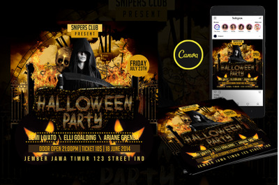 Halloween Party Event Flyer Canva Template