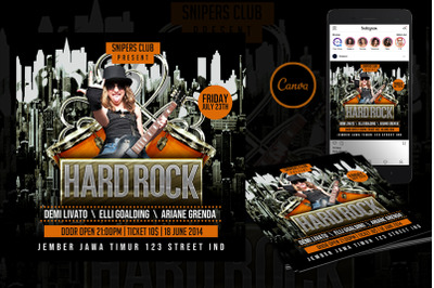Hard Rock Event Flyer Canva Template