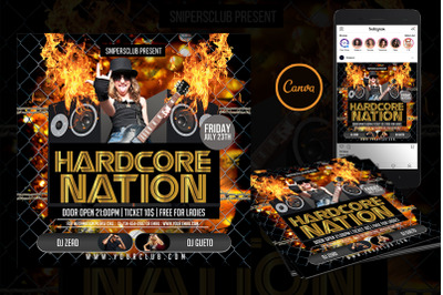 Hardcore Nation Event Flyer Canva Template