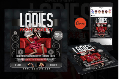 Ladies Night Party Event Flyer Canva Template