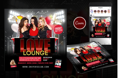 Love Lounge Party Event Flyer Canva Template