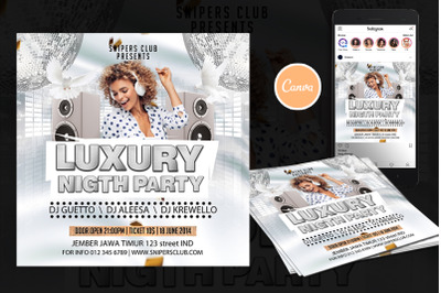 Luxury Night Party Event Flyer Canva Template