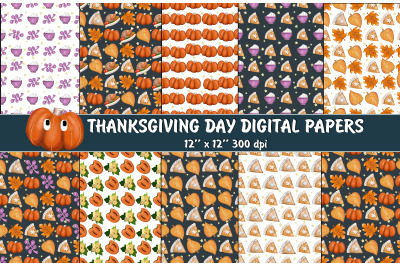 Thanksgiving seamless patterns, Fall digital paper,