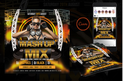 Mashup Mix Event Flyer Canva Template